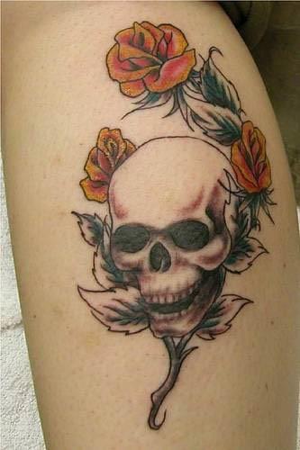 classic skull and rose tattoo Skull and Rose Tattoo
