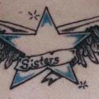 Sisters Star with Wings Tattoo