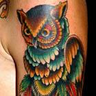 Owl Perched on Antler Tattoo