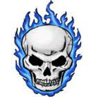 Blue Flaming Skull Tattoo Flash