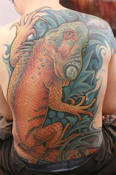 iguana back tattoo Iguana Back Tattoo