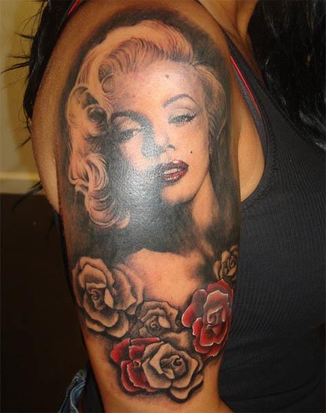Marilyn Monroe with Roses Tattoo Marilyn Monroe with Roses Tattoo