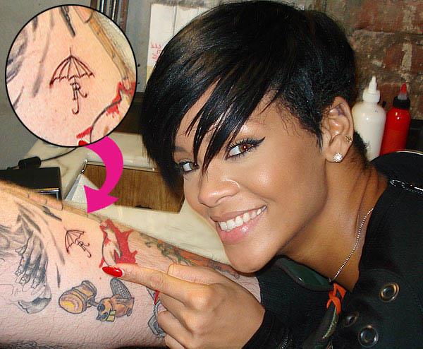 Rihanna tattooing umbrella tattoo 2009 Tattoo Trends