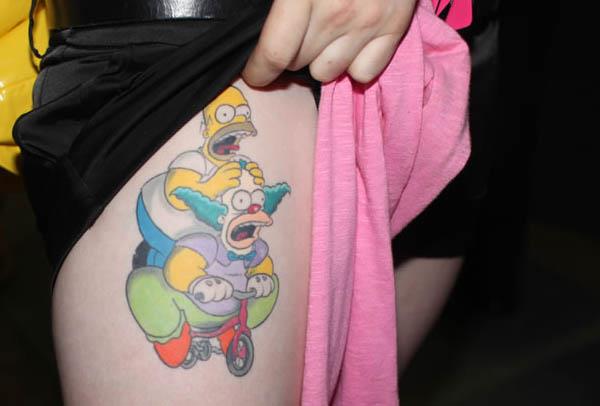 Homer Krusty Riding Tricycle Tattoo Celebrate 20 Years of The Simpsons with 20 Tattoos
