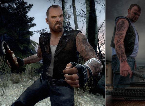 Left 4 Dead Francis Tattoos iat Video Game Characters with Cool Tattoos