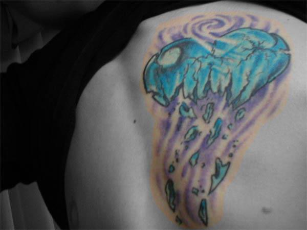 Shattered Blue Heart Tattoo Shattered Blue Heart Tattoo