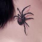 3D Black Widow Spider Neck Tattoo