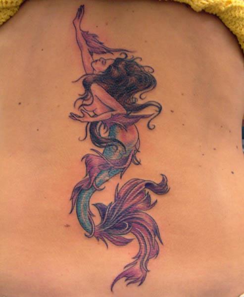 beautiful long tailed mermaid tattoo Beautiful Long tailed Mermaid Tattoo