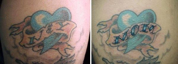 initials change to mom coverup tattoo Clever Cover Up Tattoos After The Break Up