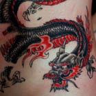 Red and Black Asian Dragon Tattoo