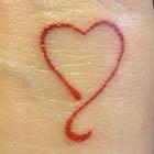 Small Delicate Red Heart Wrist Tattoo