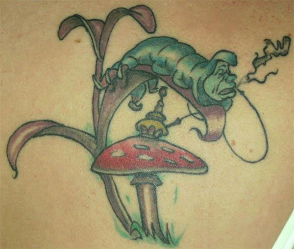 caterpillar mushroom tattoo Ink in Wonderland: 25 Mad Alice in Wonderland Tattoos