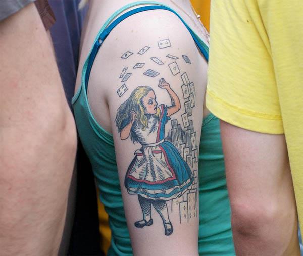 color lewis carroll alice cards tattoo Ink in Wonderland: 25 Mad Alice in Wonderland Tattoos