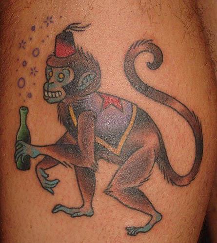 drunk circus monkey tattoo A Sobering Look At Booze Tattoos