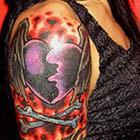 Winged Heart with Crossbones Cover Up Tattoo