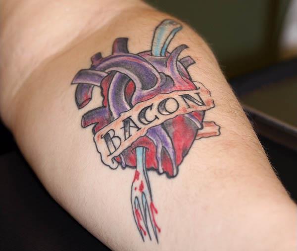 anatomical heart bacon banner fork tattoo Bacon Tattoos Are Good For Me