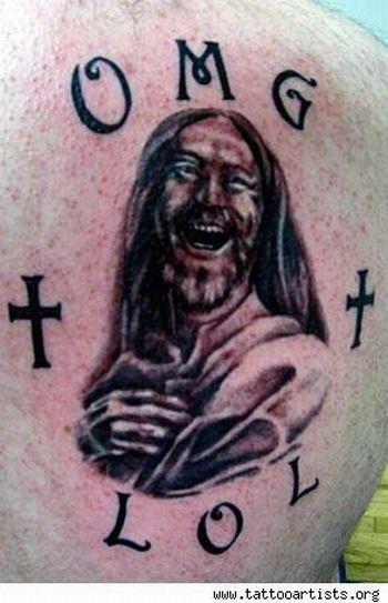 omg lol jesus tattoo OMG! WTF Jesus Tattoos