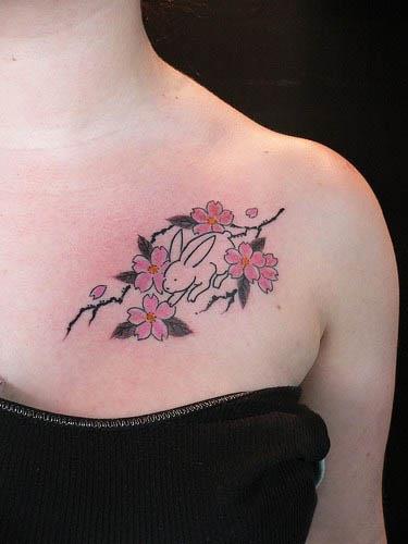 rabbit cherry blossoms tattoo Rabbit Cherry Blossoms Tattoo