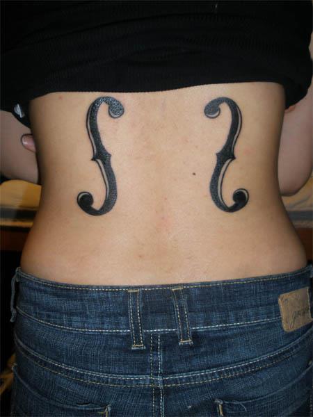 violin back tattoo Violin Back Tattoo