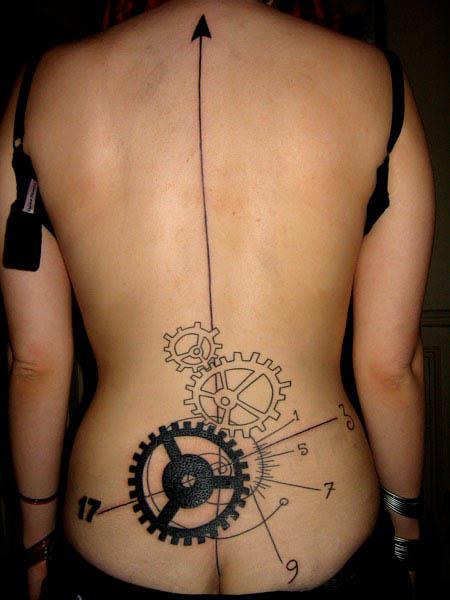 gears lower back tattoo Gears Lower Back Tattoo